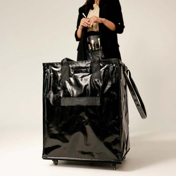 HK Rolling Tote Bag with Zip Top & Button Closure