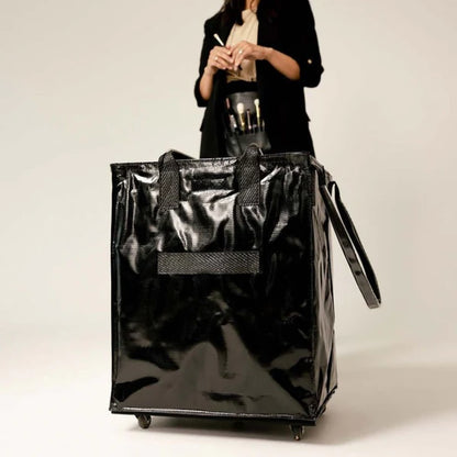 HK Rolling Tote Bag with Zip Top & Button Closure