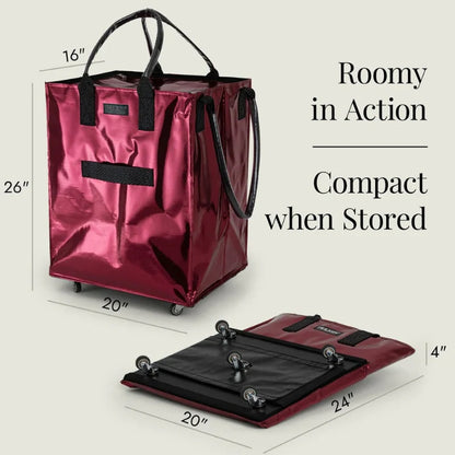 HK Rolling Tote Bag with Zip Top & Button Closure