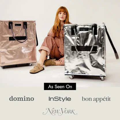 HK Rolling Tote Bag with Zip Top & Button Closure