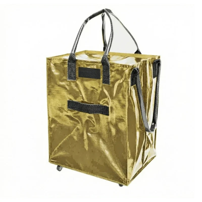 HK Rolling Tote Bag with Zip Top & Button Closure