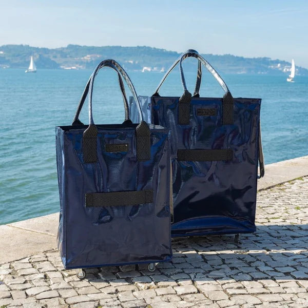 HK Rolling Tote Bag with Zip Top & Button Closure