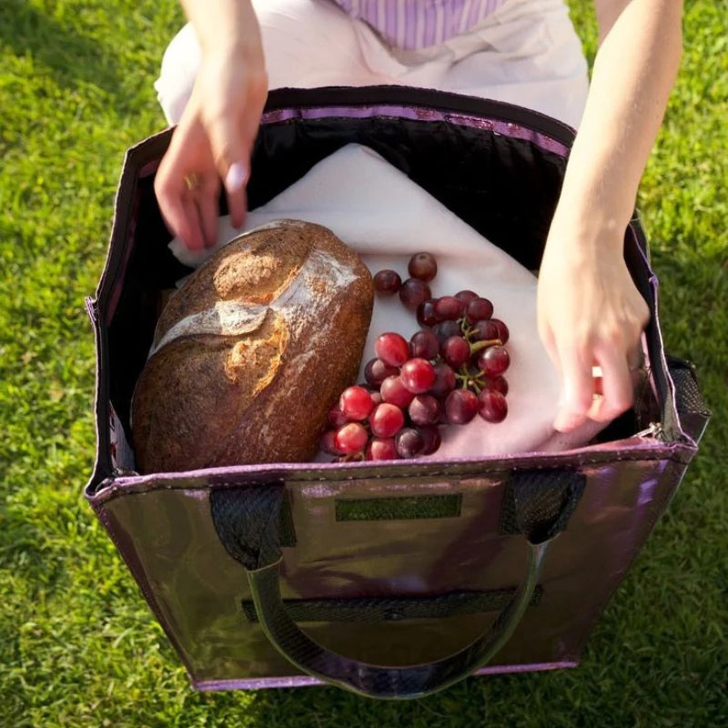 HK Rolling Tote Bag with Zip Top & Button Closure